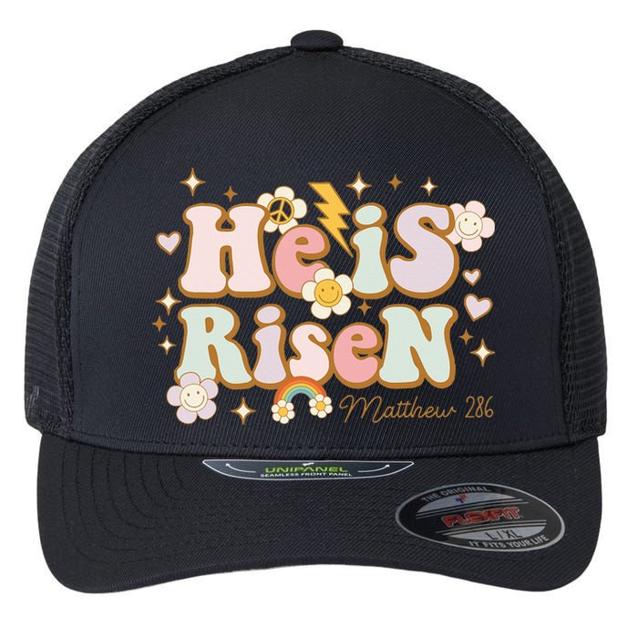 He Is Risen Indeed Happy Easter For Christian Easter Jesus Flexfit Unipanel Trucker Cap