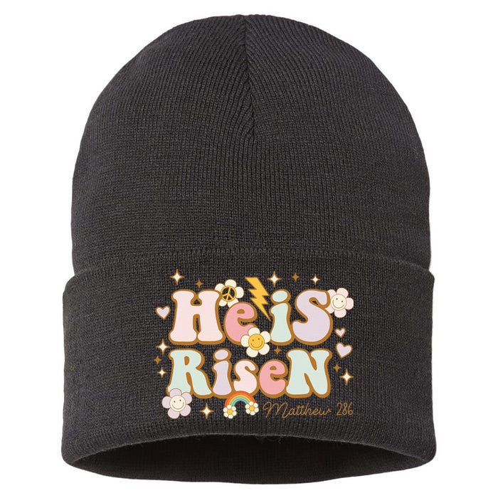 He Is Risen Indeed Happy Easter For Christian Easter Jesus Sustainable Knit Beanie