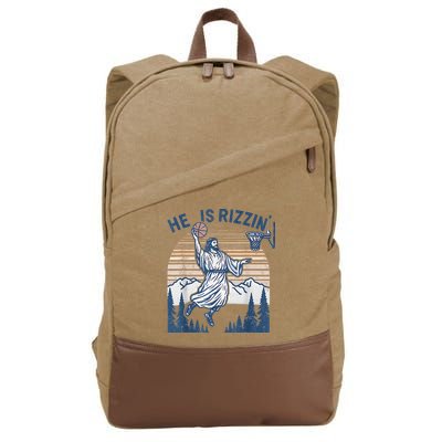 He Is Rizen Funny Easter Basketball Jesus Cotton Canvas Backpack