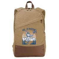 He Is Rizen Funny Easter Basketball Jesus Cotton Canvas Backpack