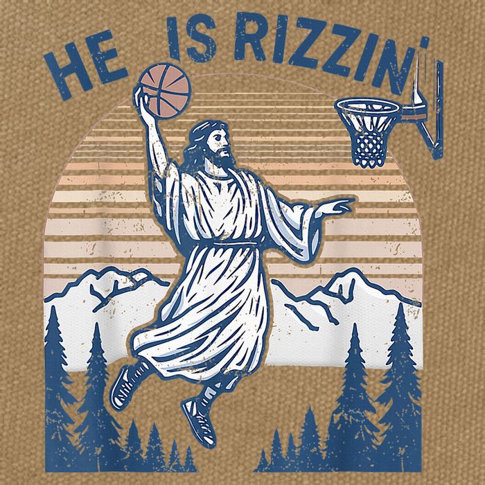 He Is Rizen Funny Easter Basketball Jesus Cotton Canvas Backpack