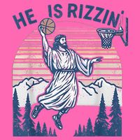 He Is Rizen Funny Easter Basketball Jesus Stripe Pom Pom Beanie