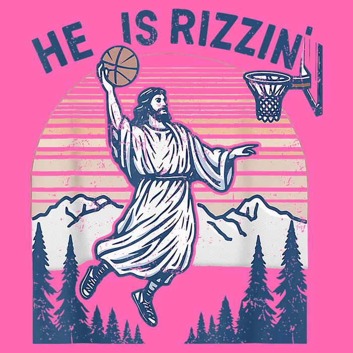 He Is Rizen Funny Easter Basketball Jesus Stripe Pom Pom Beanie