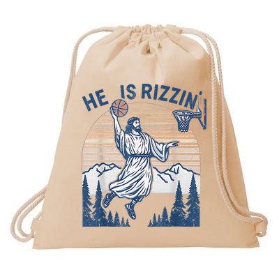He Is Rizen Funny Easter Basketball Jesus Drawstring Bag