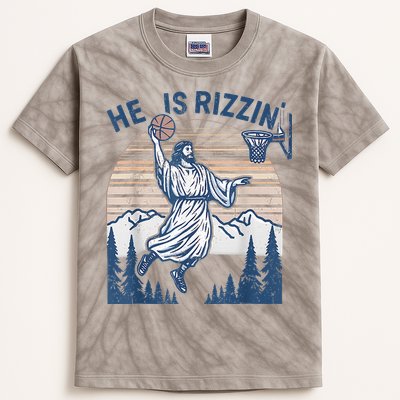He Is Rizen Funny Easter Basketball Jesus Kids Tie-Dye T-Shirt