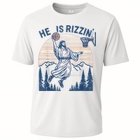 He Is Rizen Funny Easter Basketball Jesus Cooling Performance Crew T-Shirt