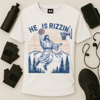 He Is Rizen Funny Easter Basketball Jesus Cooling Performance Crew T-Shirt
