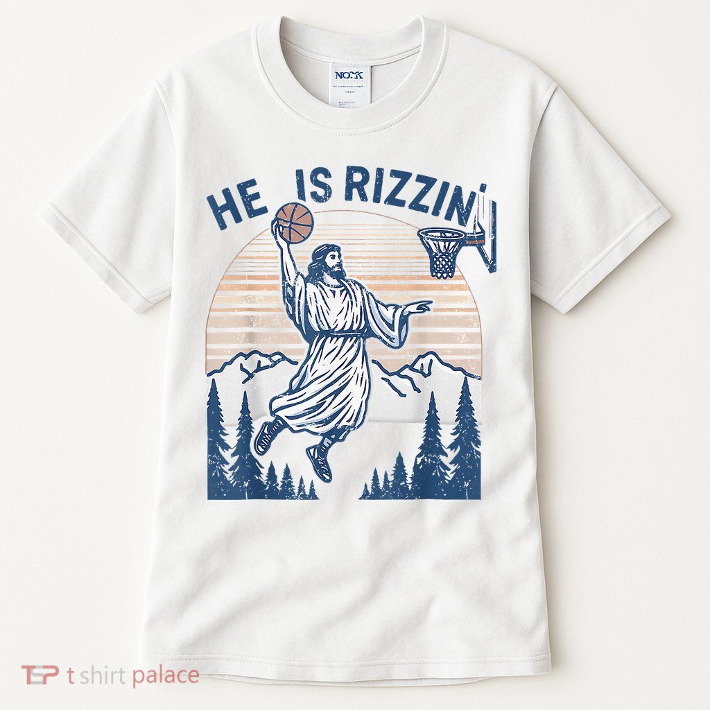 He Is Rizen Funny Easter Basketball Jesus Tall T-Shirt