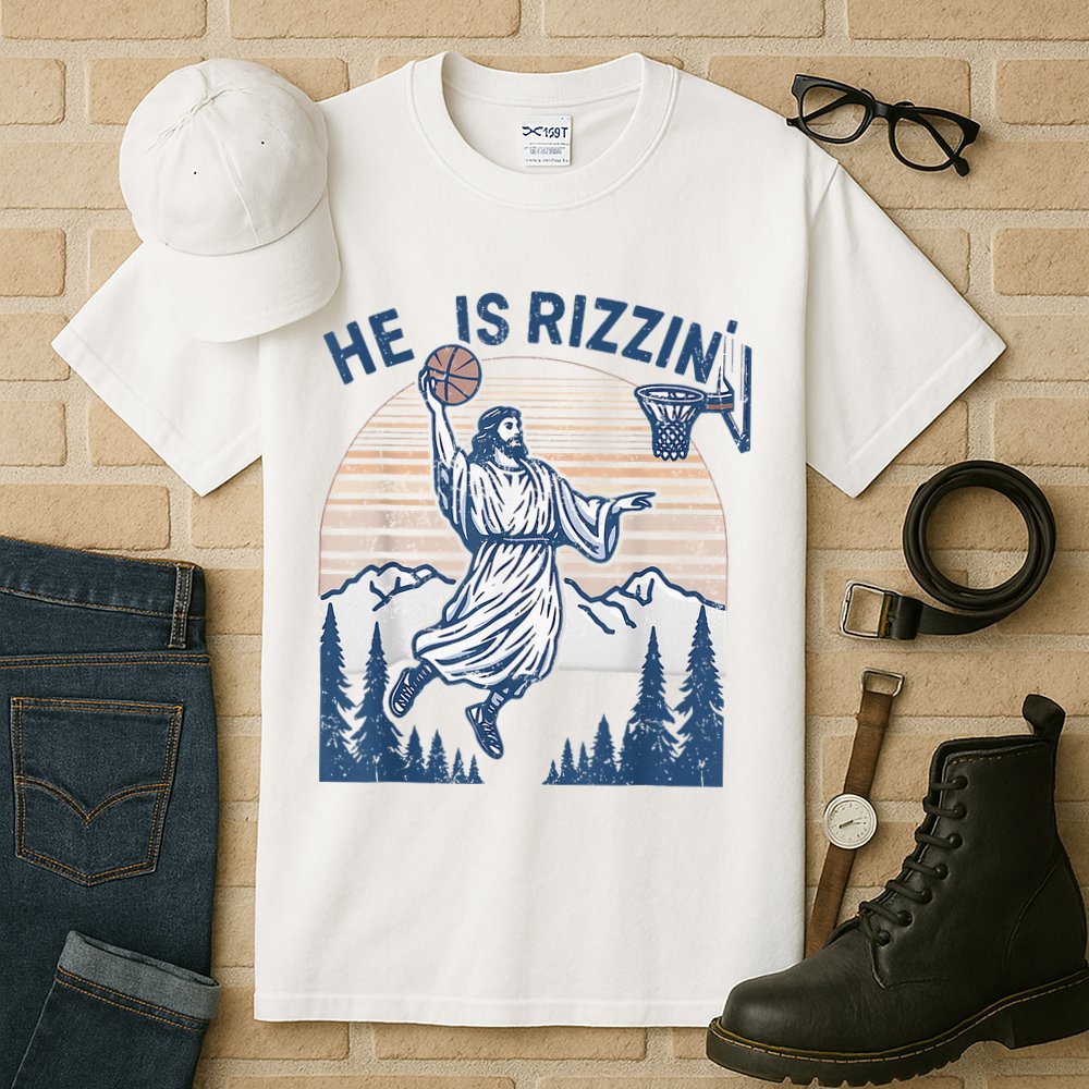 He Is Rizen Funny Easter Basketball Jesus Tall T-Shirt