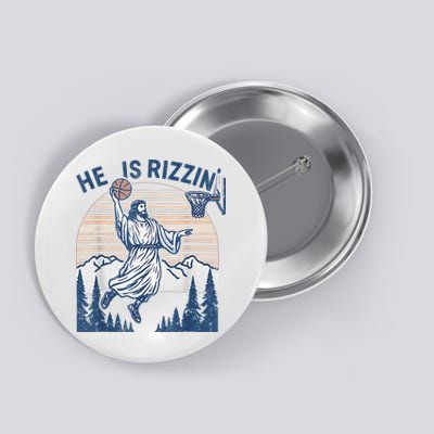 He Is Rizen Funny Easter Basketball Jesus Button