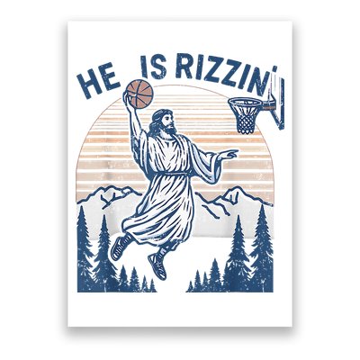 He Is Rizen Funny Easter Basketball Jesus Poster