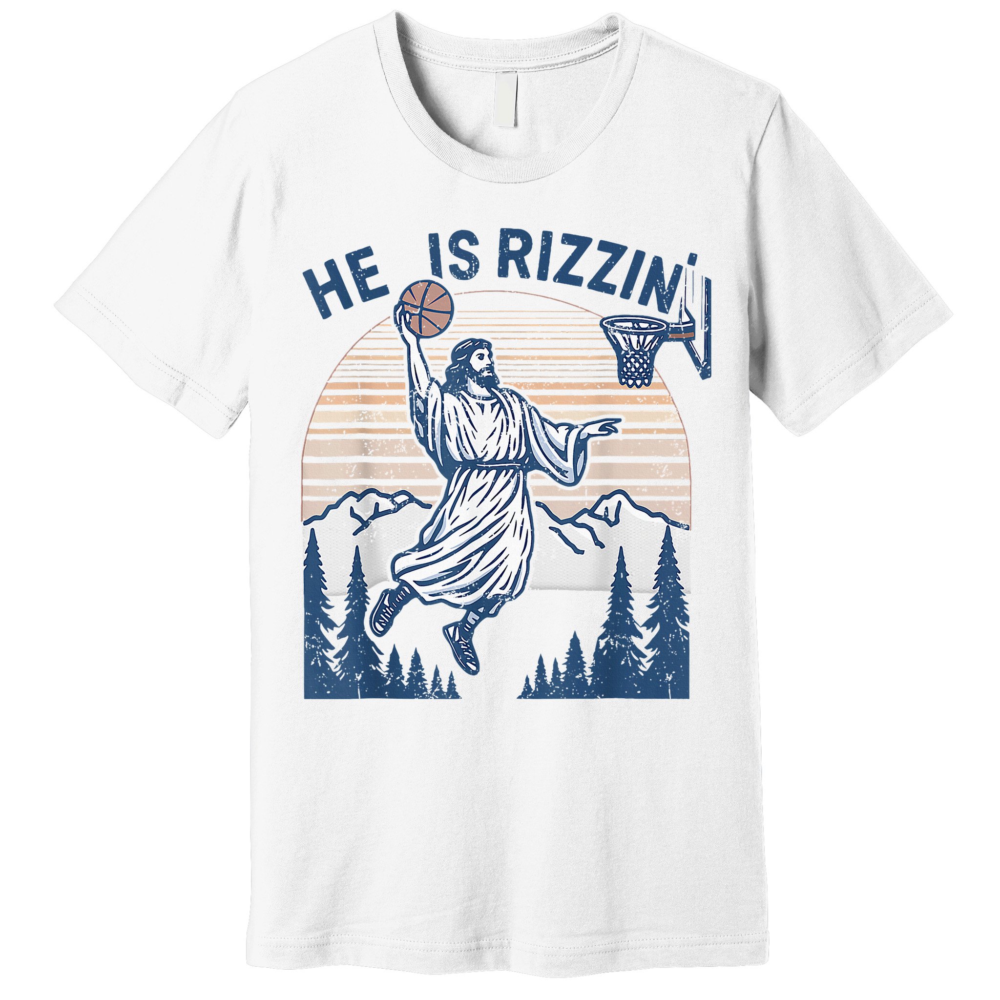 He Is Rizen Funny Easter Basketball Jesus Premium T-Shirt