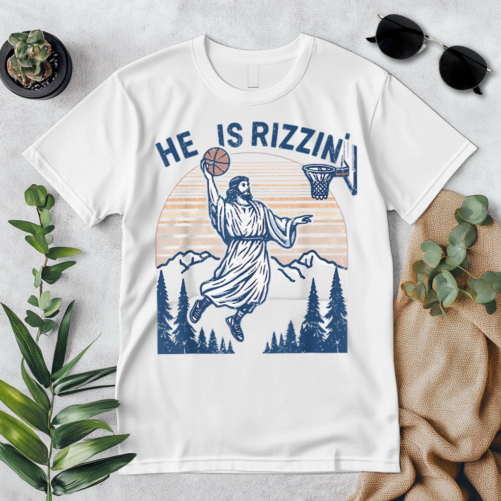 He Is Rizen Funny Easter Basketball Jesus Premium T-Shirt