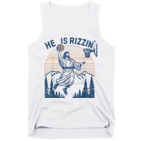 He Is Rizen Funny Easter Basketball Jesus Tank Top