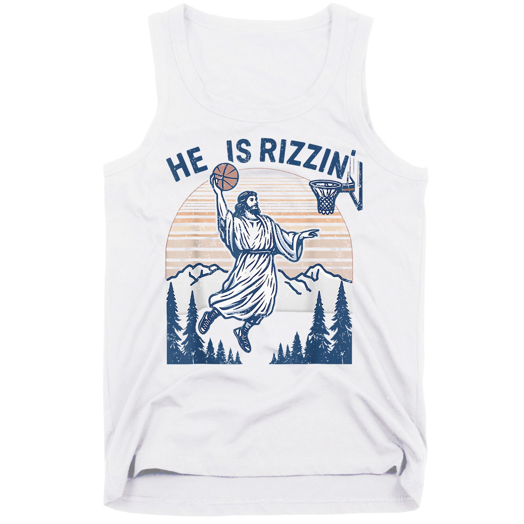He Is Rizen Funny Easter Basketball Jesus Tank Top