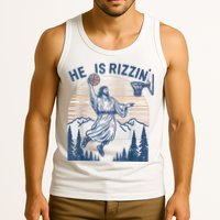 He Is Rizen Funny Easter Basketball Jesus Tank Top