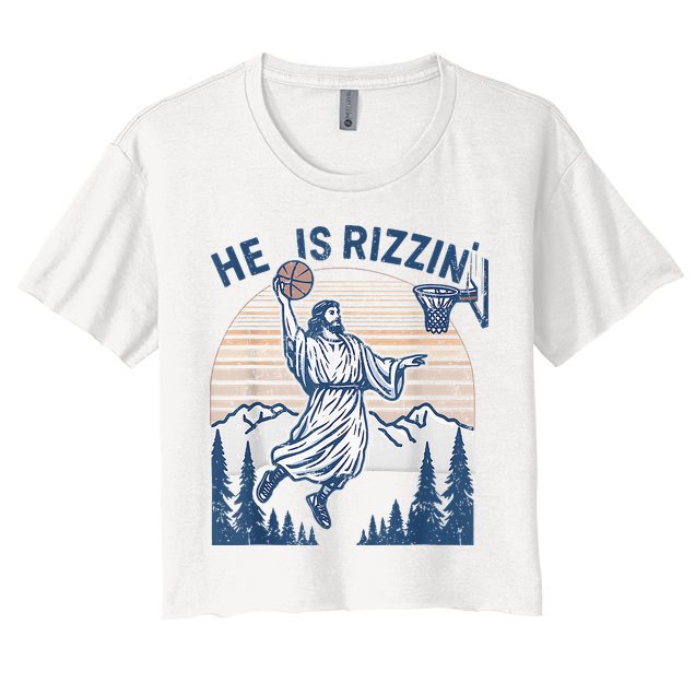 He Is Rizen Funny Easter Basketball Jesus Crop Top
