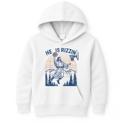 He Is Rizen Funny Easter Basketball Jesus Kids Hoodie