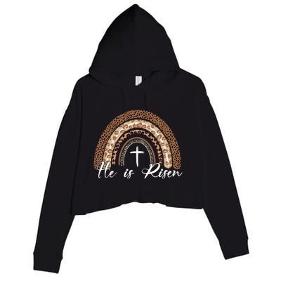 He Is Risen Jesus Christ Easter Christian Faith Crop Fleece Hoodie