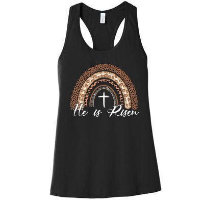 He Is Risen Jesus Christ Easter Christian Faith Women's Racerback Tank