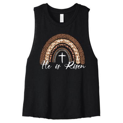 He Is Risen Jesus Christ Easter Christian Faith Women's Racerback Cropped Tank