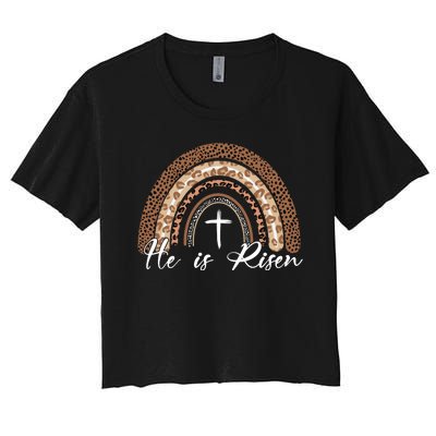 He Is Risen Jesus Christ Easter Christian Faith Women's Crop Top Tee