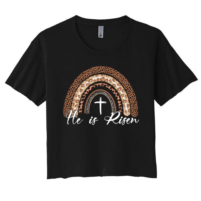 He Is Risen Jesus Christ Easter Christian Faith Women's Crop Top Tee