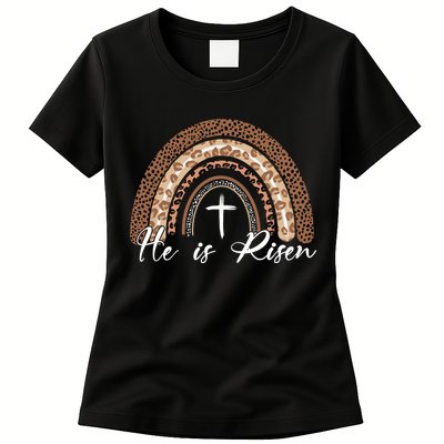 He Is Risen Jesus Christ Easter Christian Faith Womens T-Shirt
