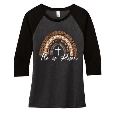 He Is Risen Jesus Christ Easter Christian Faith Women's Tri-Blend 3/4-Sleeve Raglan Shirt