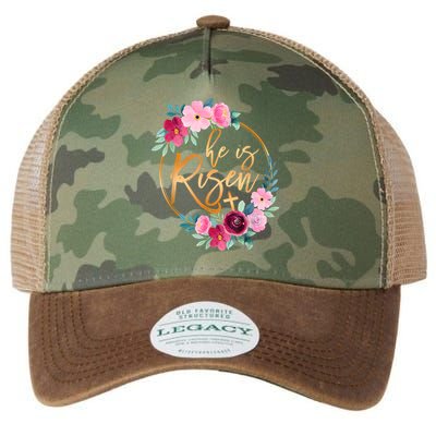 He is Risen Jesus Christian Easter Floral Wreath  Legacy Tie Dye Trucker Hat