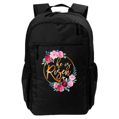 He is Risen Jesus Christian Easter Floral Wreath  Backpack