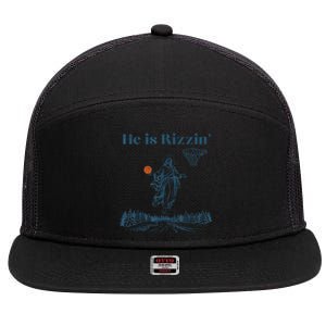 He Is Rizzin Jesus Christian Religious Basketball Easter 7 Panel Mesh Trucker Snapback Hat