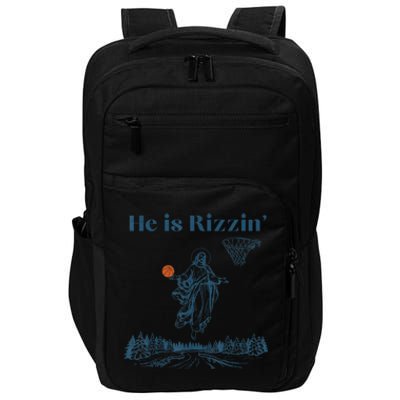 He Is Rizzin Jesus Christian Religious Basketball Easter Impact Tech Backpack