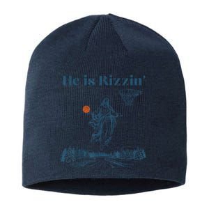 He Is Rizzin Jesus Christian Religious Basketball Easter Sustainable Beanie