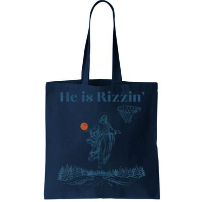 He Is Rizzin Jesus Christian Religious Basketball Easter Tote Bag