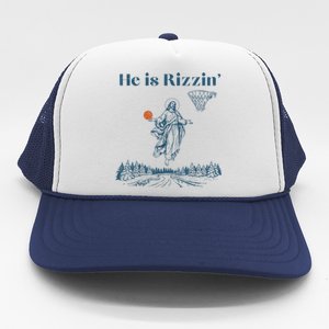 He Is Rizzin Jesus Christian Religious Basketball Easter Trucker Hat