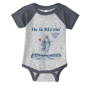 He Is Rizzin Jesus Christian Religious Basketball Easter Infant Baby Jersey Bodysuit