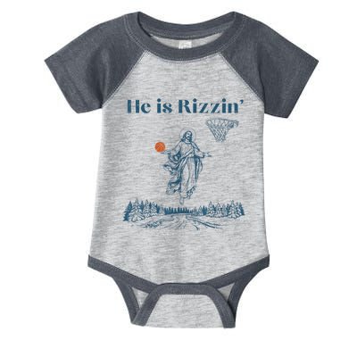 He Is Rizzin Jesus Christian Religious Basketball Easter Infant Baby Jersey Bodysuit