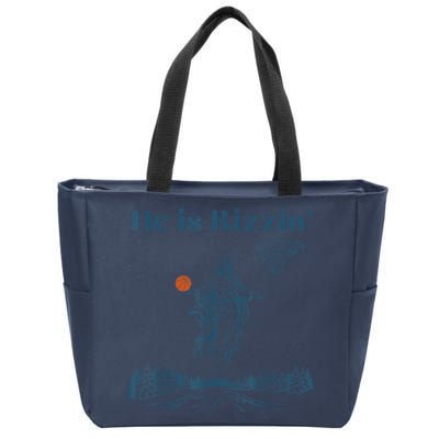 He Is Rizzin Jesus Christian Religious Basketball Easter Zip Tote Bag