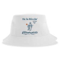 He Is Rizzin Jesus Christian Religious Basketball Easter Sustainable Bucket Hat