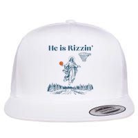 He Is Rizzin Jesus Christian Religious Basketball Easter Flat Bill Trucker Hat