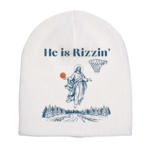 He Is Rizzin Jesus Christian Religious Basketball Easter Short Acrylic Beanie