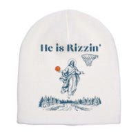 He Is Rizzin Jesus Christian Religious Basketball Easter Short Acrylic Beanie