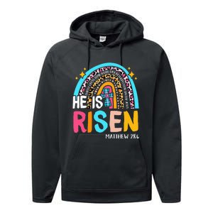 He Is Risen Leopard Rainbow Christian Jesus Happy Easter Day Performance Fleece Hoodie