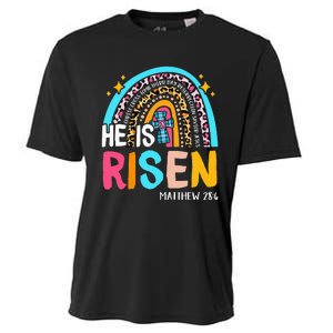 He Is Risen Leopard Rainbow Christian Jesus Happy Easter Day Cooling Performance Crew T-Shirt