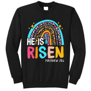 He Is Risen Leopard Rainbow Christian Jesus Happy Easter Day Sweatshirt