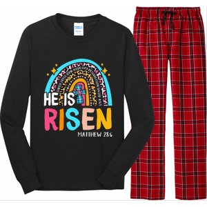 He Is Risen Leopard Rainbow Christian Jesus Happy Easter Day Long Sleeve Pajama Set