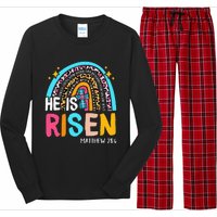 He Is Risen Leopard Rainbow Christian Jesus Happy Easter Day Long Sleeve Pajama Set