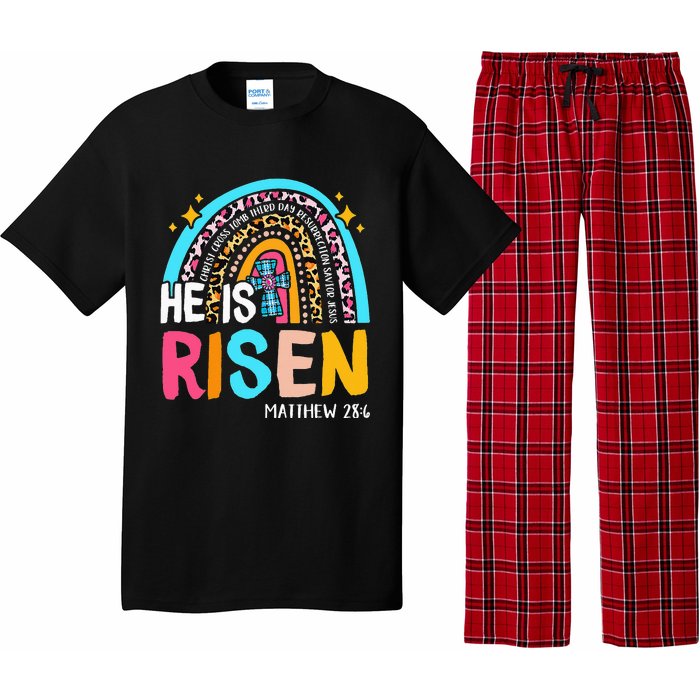 He Is Risen Leopard Rainbow Christian Jesus Happy Easter Day Pajama Set