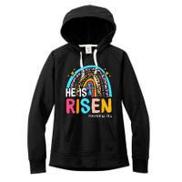 He Is Risen Leopard Rainbow Christian Jesus Happy Easter Day Women's Fleece Hoodie